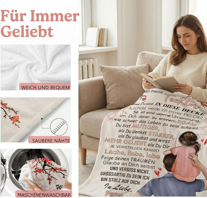 Personalisierte Kuscheldecke an Meine Tochter Von Papa, Super Weiche Decke, Decke von Vater an die T