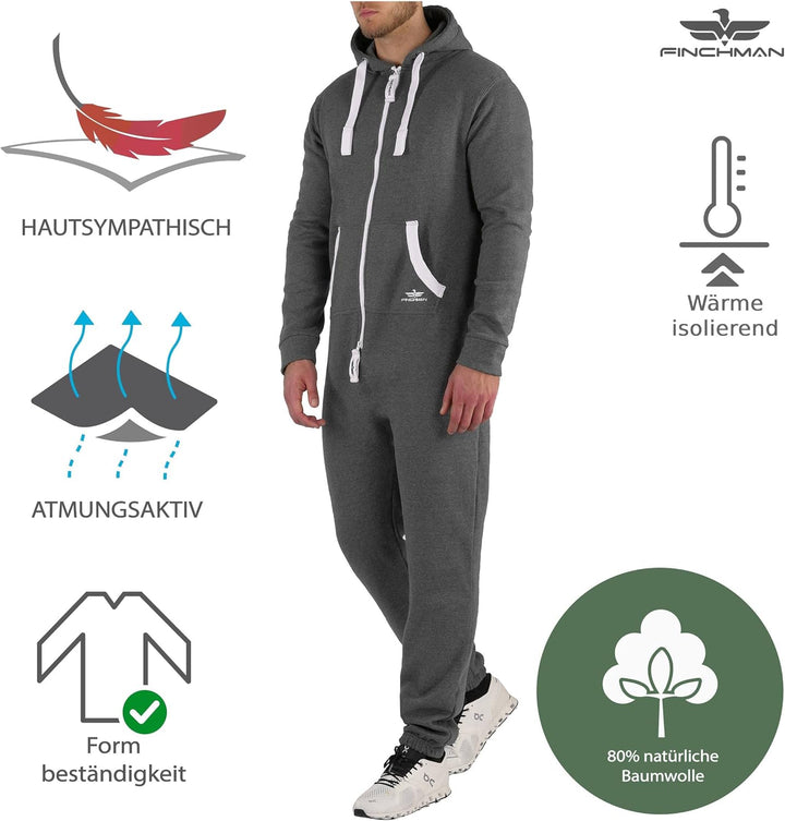 Finchman FMJ18 Herren Jumpsuit Jogger Jogging Anzug Trainingsanzug Overall Hausanzug Warm Winter L D