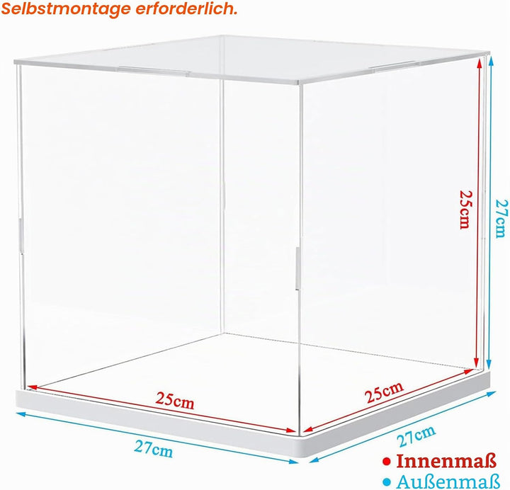 Acryl Vitrine Schaukasten für Lego 10281 43249 75403 75381, Glasvitrine Acrylbox Transparent Würfel