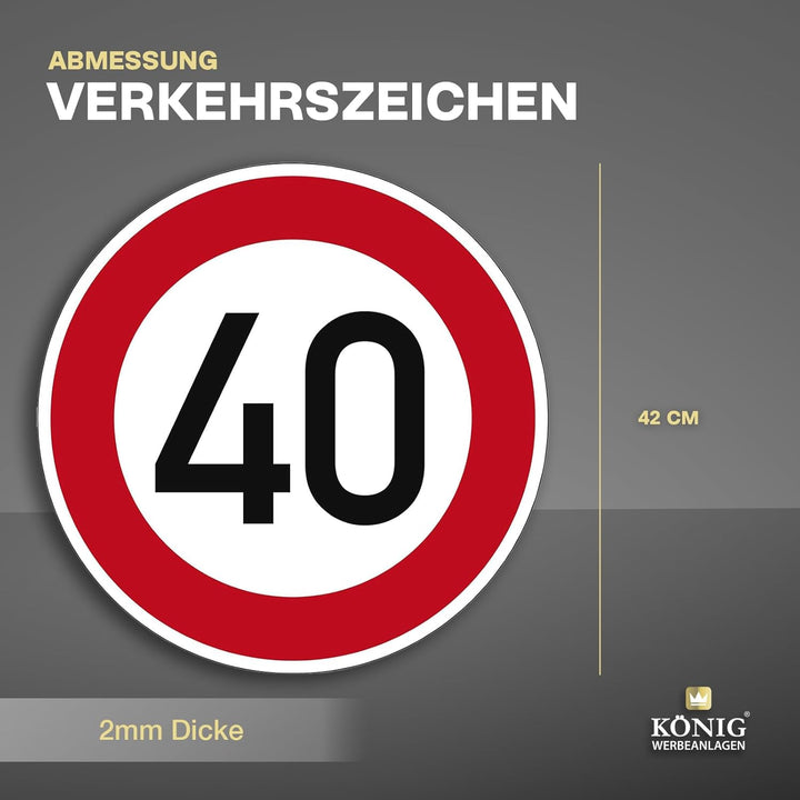 Verkehrszeichen Zulässige Höchstgeschwindigkeit 40 Nr. 274-40 | Ø 420mm, Alu 2mm, RA1 | Original Ver