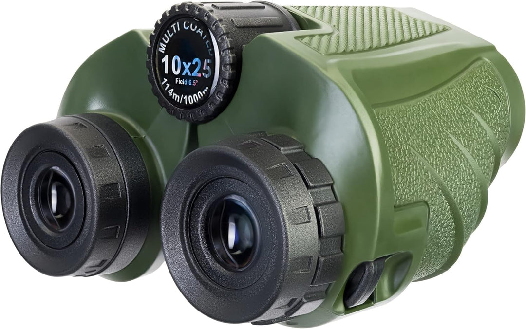 Levenhuk Travel 10x25 Kompaktes, Leichtes 10x-Fernglas für Wanderungen und Fussballspiele, Farbe Grü