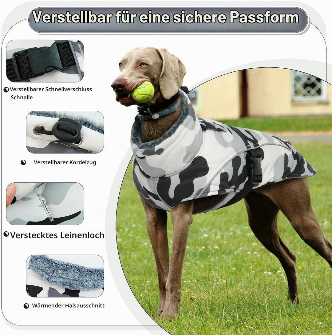 Hundemantel Wasserdicht, Winterjacke Hund Jacke Warm Weste Hundekleidung Winddichte Mantel Fleece Ro