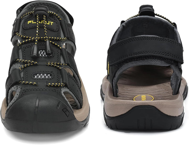 FLARUT Sandalen Herren Outdoorsandalen Sommer Wanderschuhe Trekkingsandalen Leder Strand Wandersanda