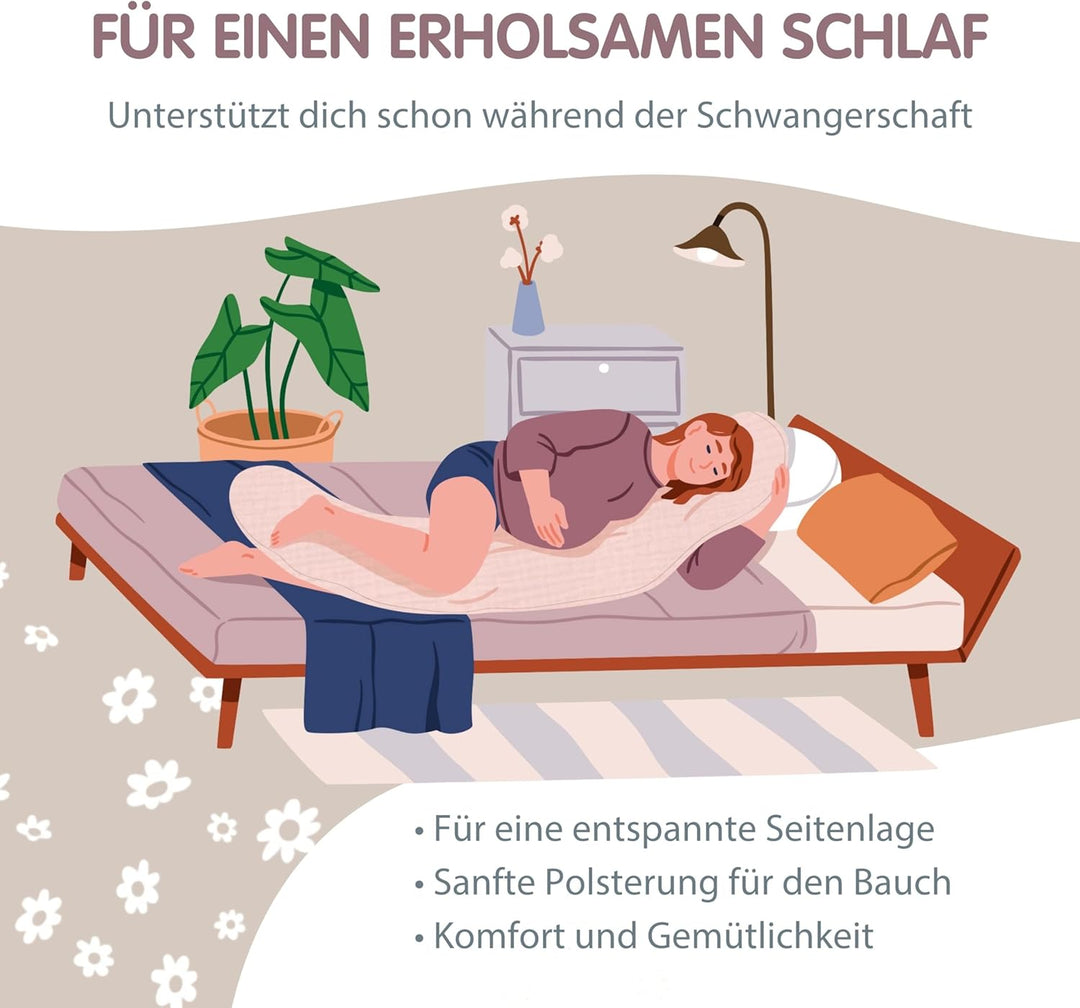 Theraline Stillkissen & Schwangerschaftskissen Dodo Pillow Premium - 180cm inkl. Bezug aus Musselin