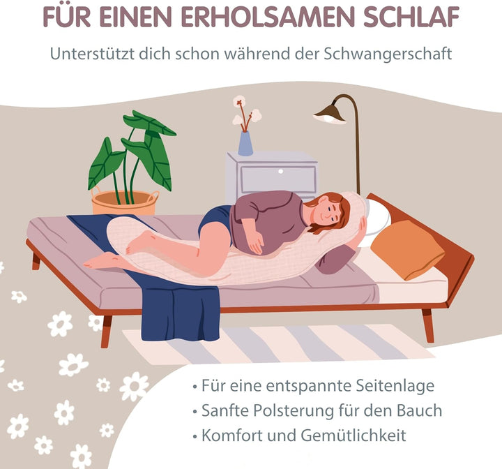 Theraline Stillkissen & Schwangerschaftskissen Dodo Pillow Premium - 180cm inkl. Bezug aus Musselin