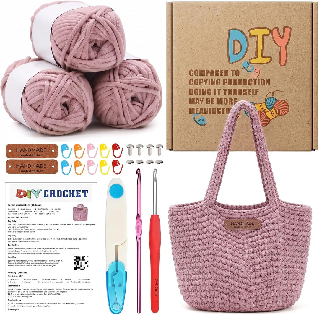 MIUUIPI Häkelset Für Anfänger - Strandtasche Damen, Häkel Set für Anfänger Erwachsene, Häkelnadel, D