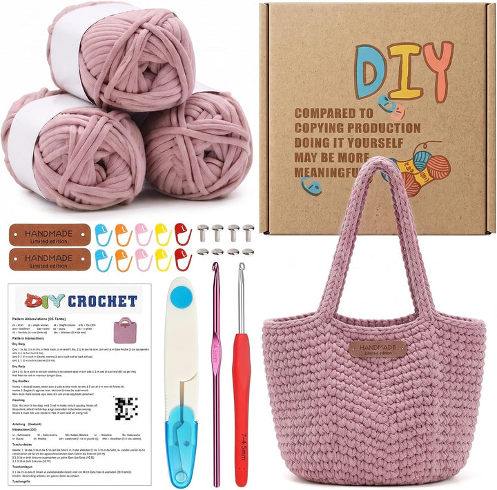 MIUUIPI Häkelset Für Anfänger - Strandtasche Damen, Häkel Set für Anfänger Erwachsene, Häkelnadel, D