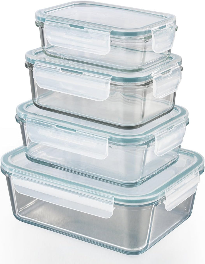 GOURMETmaxx Glas-Frischhaltedosen Klick-it 4er Set | Spülmaschinen- Mikrowellen- und Gefrierschrankg