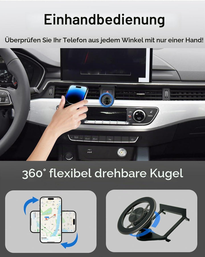 Handyhalterung Auto für Audi A4 B9 A5 F5 2017-2024 mit N52 Starker Magnet 360 Grad einstellbares für