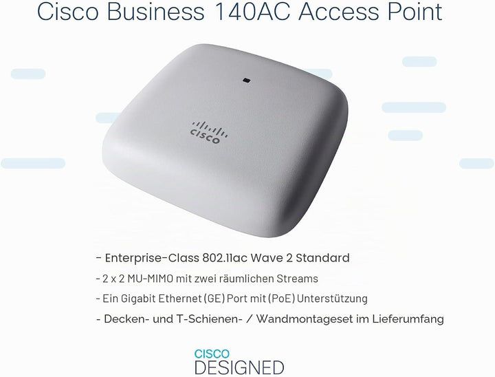 Cisco Business 140AC 802.11ac 2x2 Wave 2 Access Point 1 GbE-Port – Deckenmontage, eingeschränkter Sc
