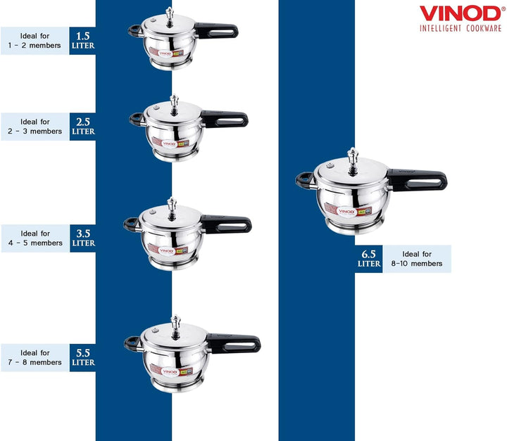 Vinod Pressure Cooker (2,64 Quart) Edelstahl Schnellkochtopf mit Glasdeckel, induktionsgeeignet hoch