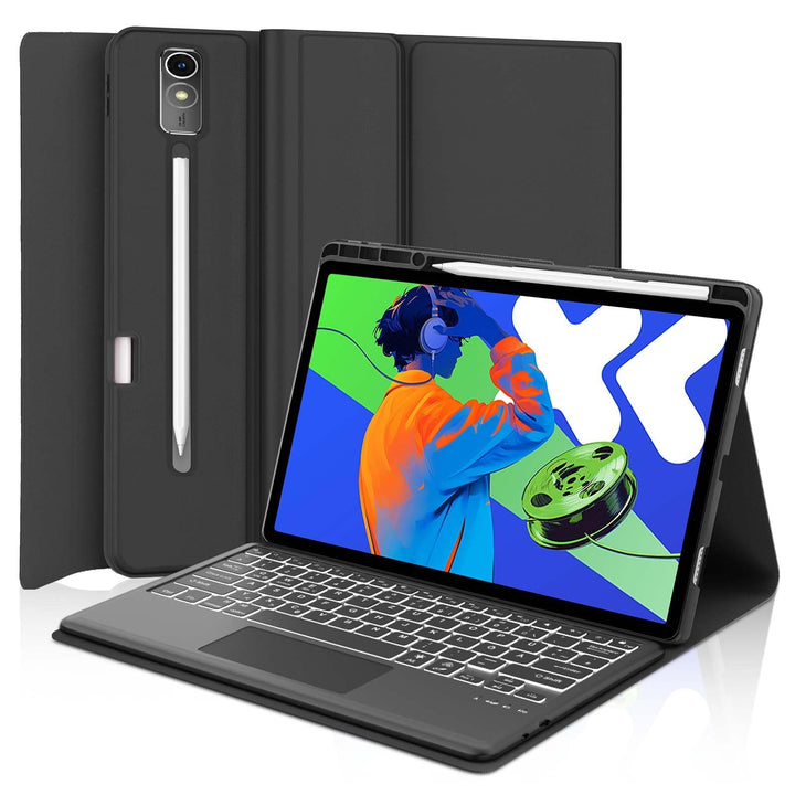 Hülle mit Tastatur für Lenovo idea Tab Pro 12.7" 2025 con Touchpad, Bluetooth 7 Farbige Beleuchtung