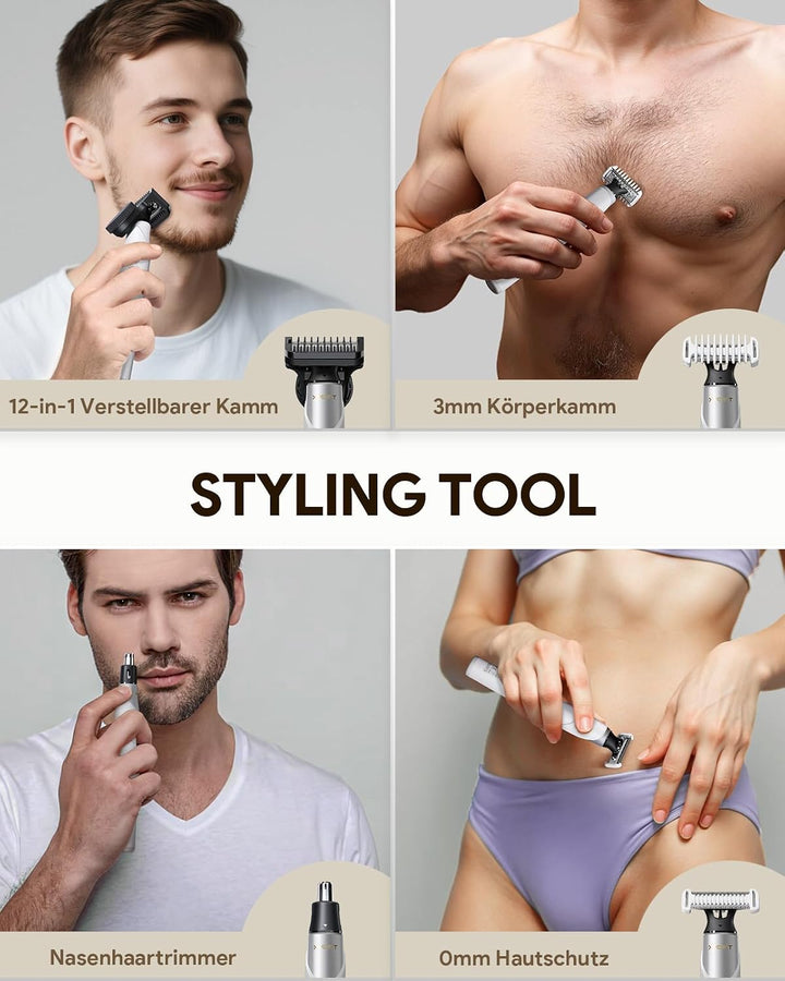 Xpert T Magnetisch Rasierer Damen Elektrisch Herren mit Tasche, Unisex Barttrimmer mit Nasenhaartrim