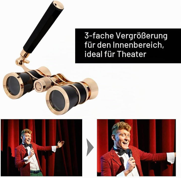 Fernglas, tragbares 3X25 Opera Theatre Binokular Teleskop für Frauen Mädchen Kinder(Schwarz)