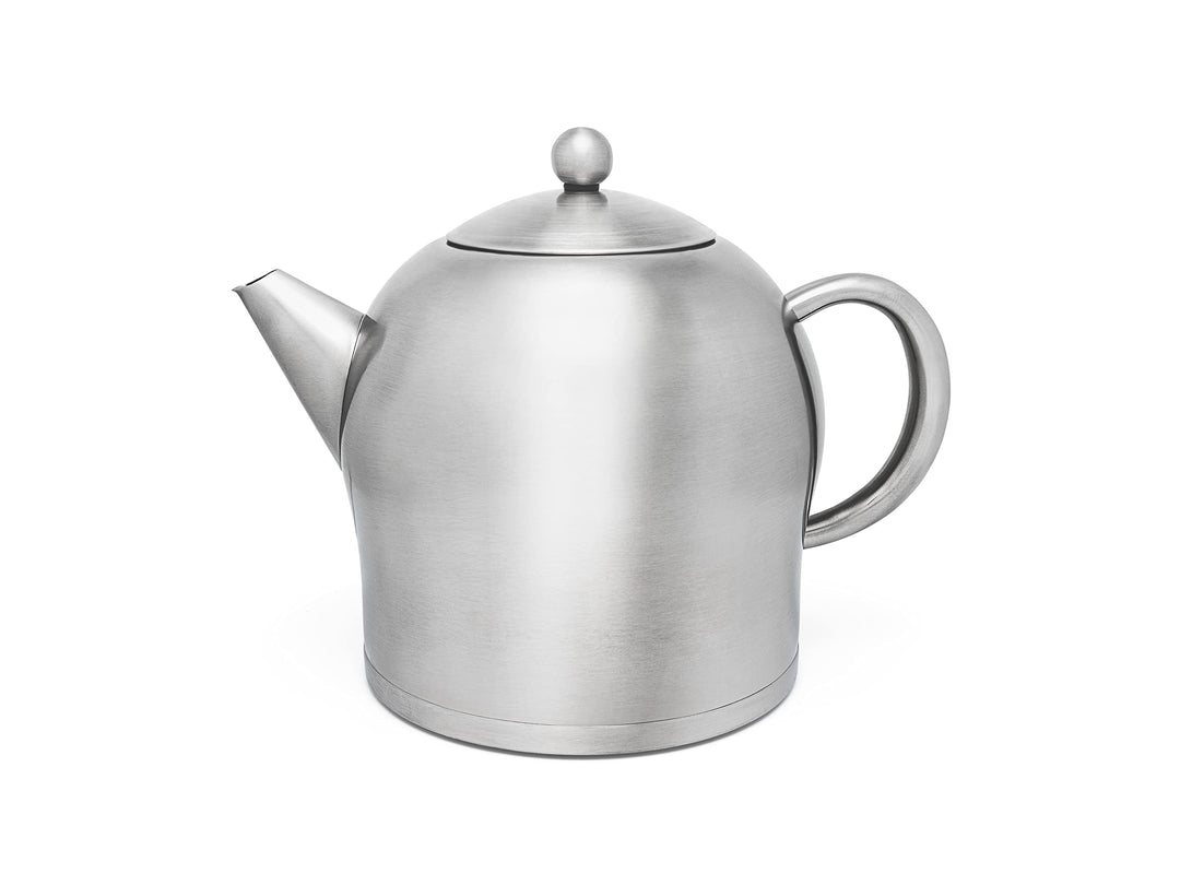 grosse runde doppelwandige XL Edelstahl Teekanne 2.0 Liter Matt 2,0 L, Matt 2,0 L