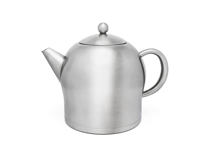 grosse runde doppelwandige XL Edelstahl Teekanne 2.0 Liter Matt 2,0 L, Matt 2,0 L