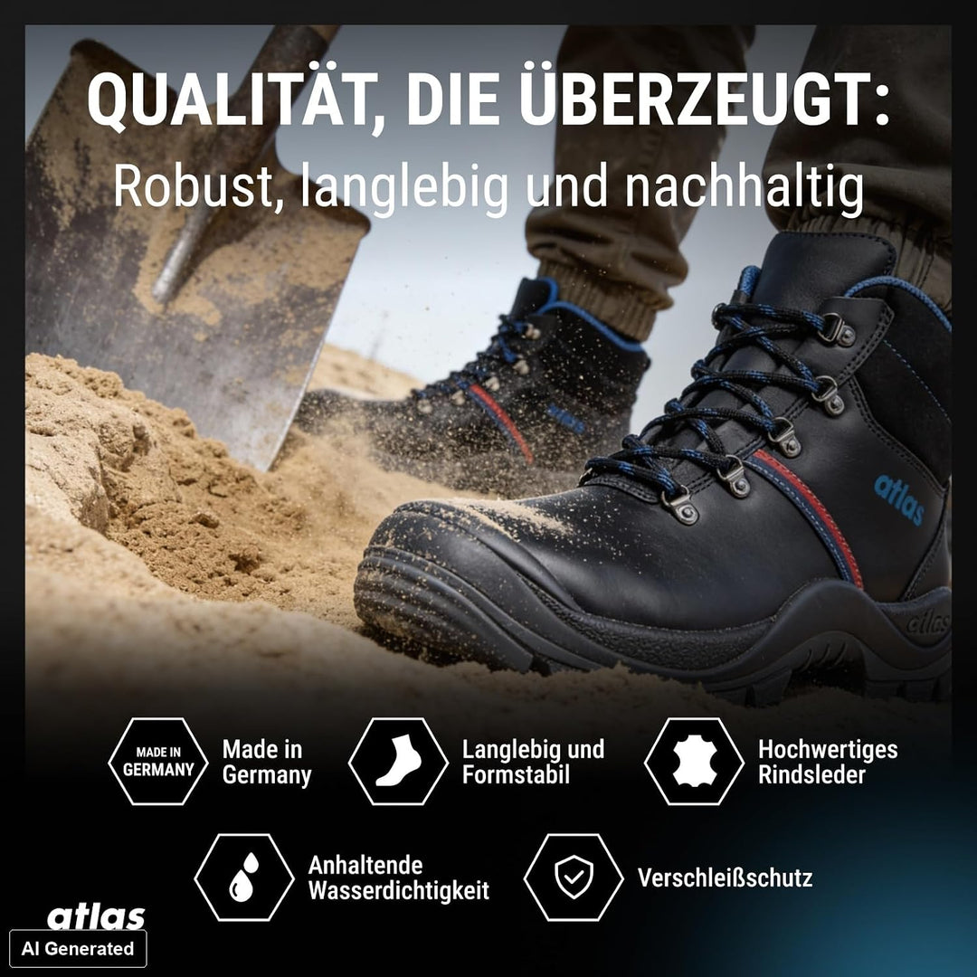 Atlas Anatomic Bau 500, Arbeitsschuh Klasse: EN ISO 20345:2011 S3, Schwarz, 49 EU