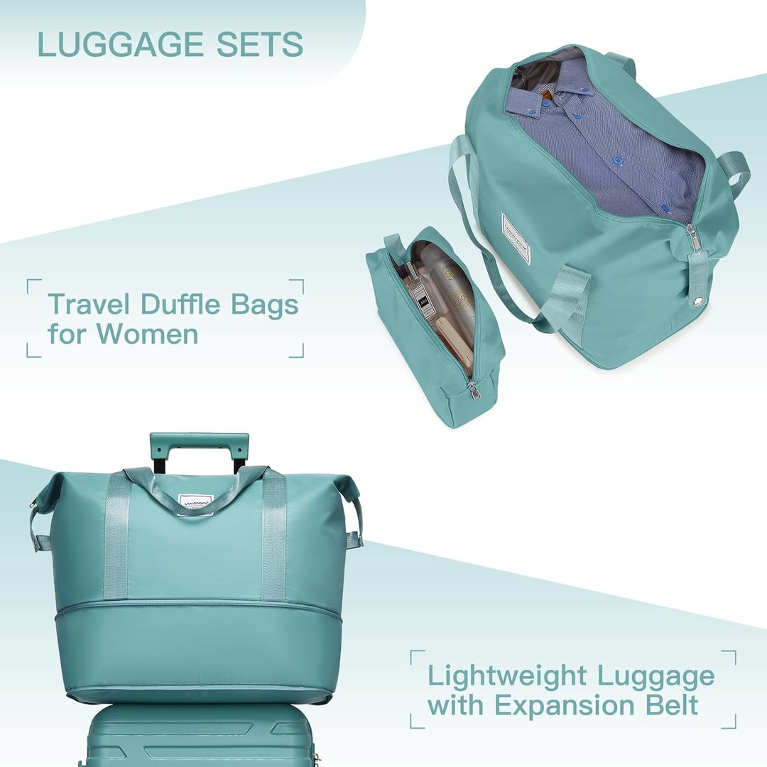 LARVENDER Kofferset 6 Teilig Hartschale Leicht ABS Erweiterbar Reisekoffer Haltbar Handgepäck Sets 4