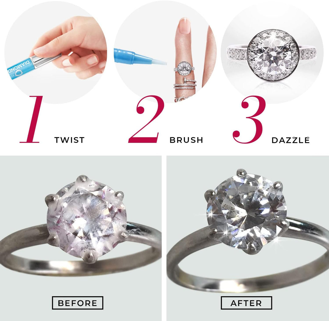 CONNOISSEURS Diamond Dazzle Stik – Tragbarer Diamantreiniger für Ringe und anderen Schmuck – bringen
