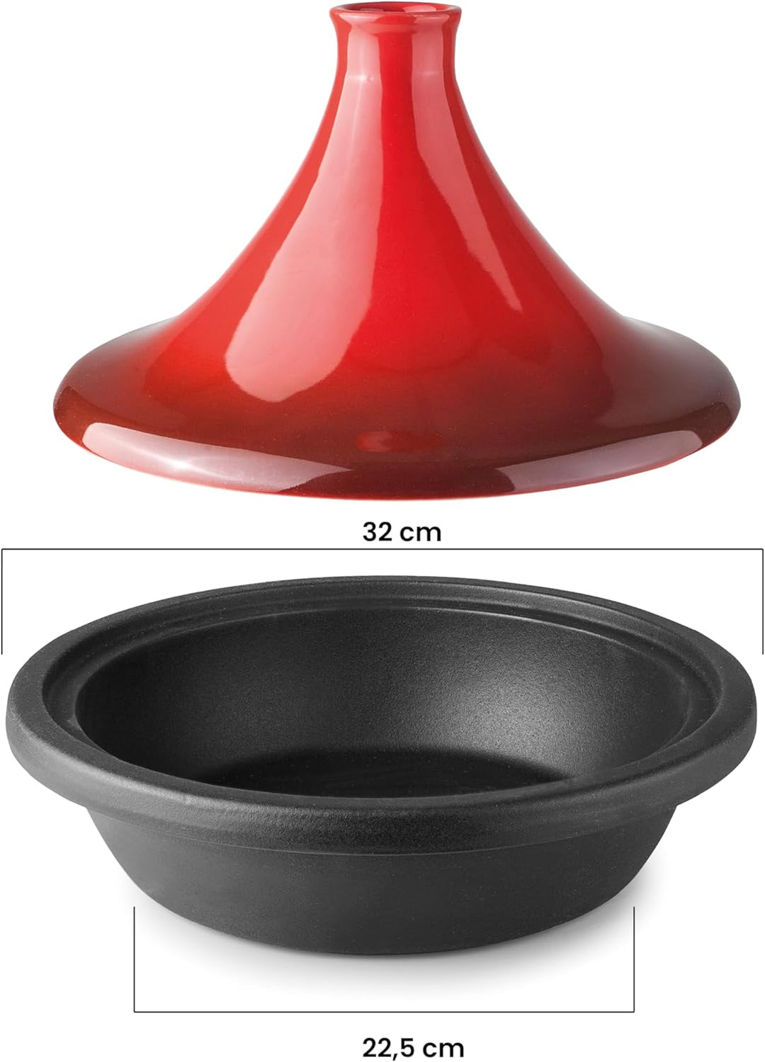 IBILI Tajine H-Klasse, 32 cm, Körper aus Gusseisen und Keramikdeckel, induktionsgeeignet, 32 cm