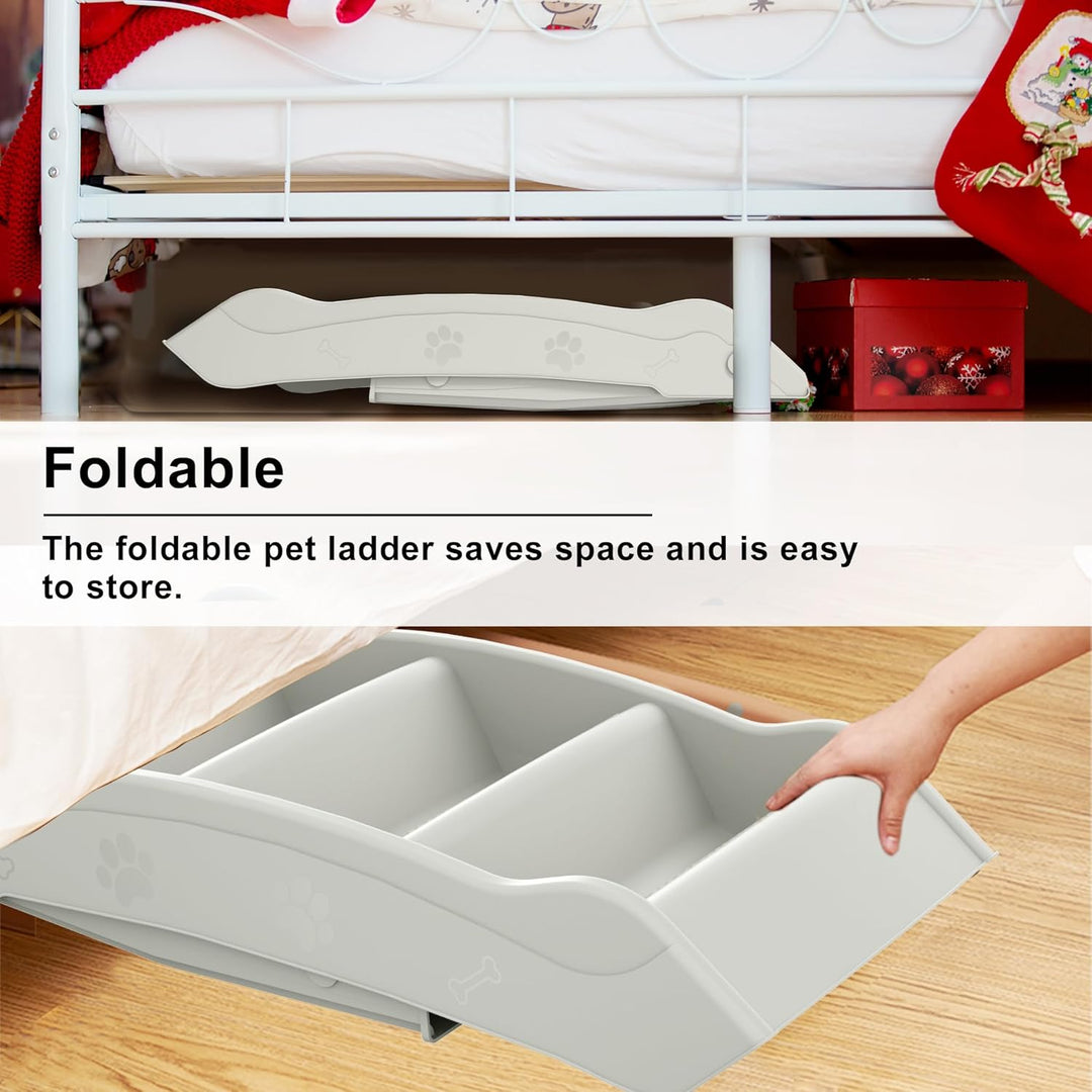 Faltbare Haustiertreppe für Hunde 4 Stufen Katzentreppe mit rutschfeste Filz Matte Hundetreppe Kunst