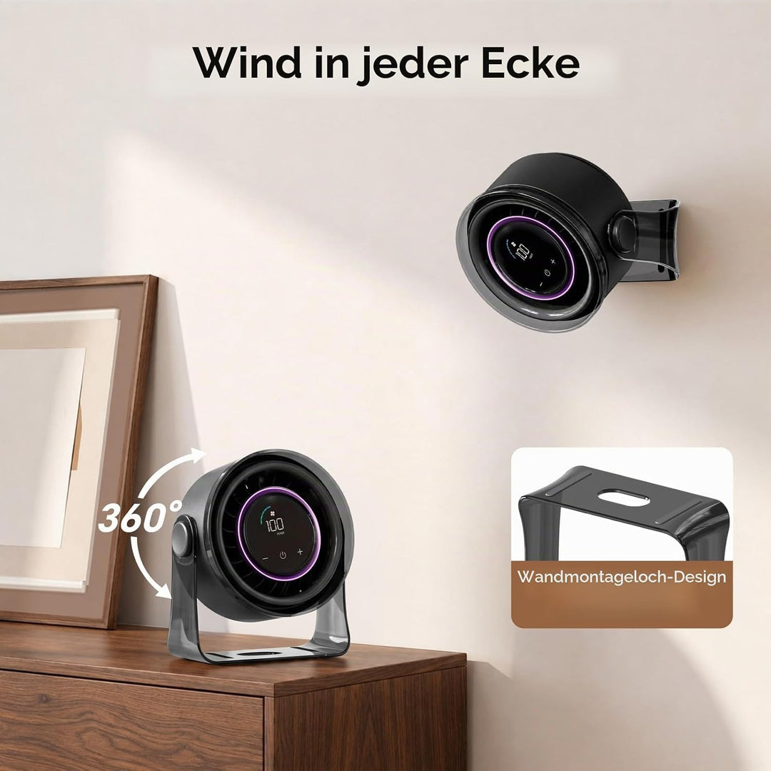 MERTTURM USB Tischventilator Leise mit Turbo Luftstrom, Max 11Std Laufzeit, Windgeschwindigkeiten 1-