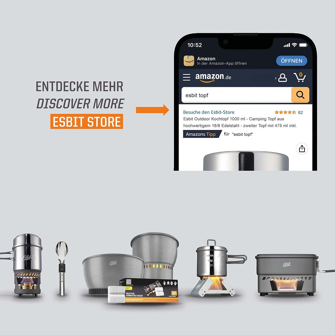 Esbit Outdoor und Camping Topf, 1000 ml, zweiter Topf inkl, 475 ml, hochwertiger Edelstahl, hartanod