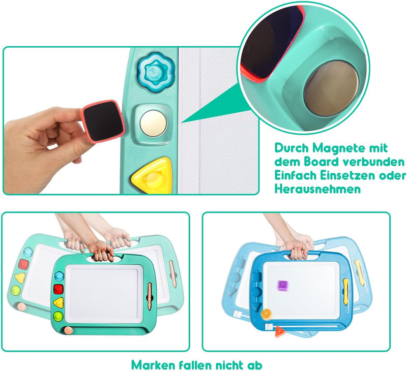 SGILE Grosse Magnetische Maltafel Zaubertafel, 42x32cm Zeichentafel Zaubermaltafel Malbrett mit 4 Fo