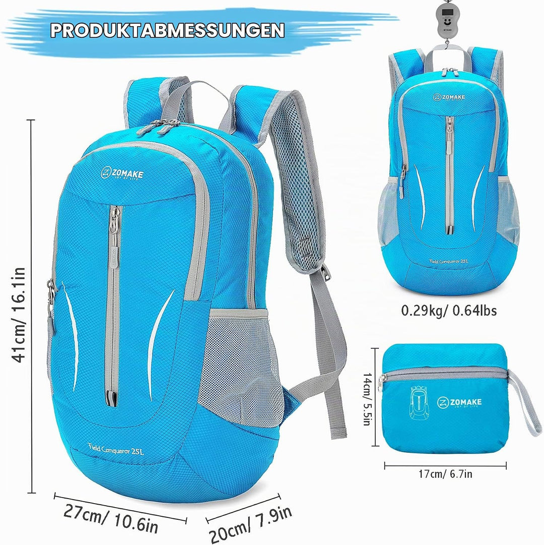 ZOMAKE Ultraleicht Faltbarer Rucksack - Packbare Backpacks 25L,Kleiner Faltbar Rucksäcke Wanderrucks