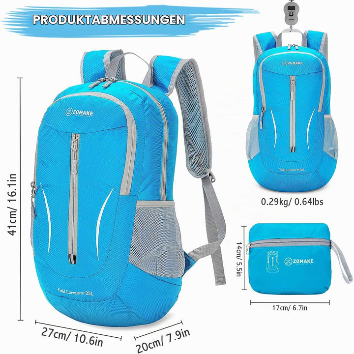 ZOMAKE Ultraleicht Faltbarer Rucksack - Packbare Backpacks 25L,Kleiner Faltbar Rucksäcke Wanderrucks