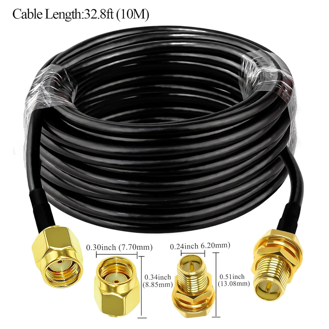 TUOLNK RP SMA-Kabel RG58 32.8ft (10M) RP SMA-Buchse auf Stecker Verlängerungskabel SMA-Kabel 50 Ohm