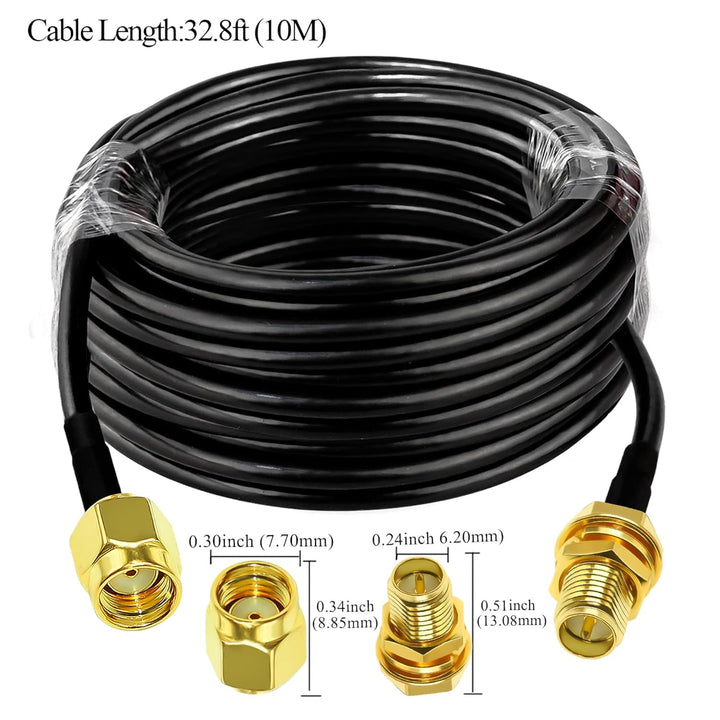 TUOLNK RP SMA-Kabel RG58 32.8ft (10M) RP SMA-Buchse auf Stecker Verlängerungskabel SMA-Kabel 50 Ohm