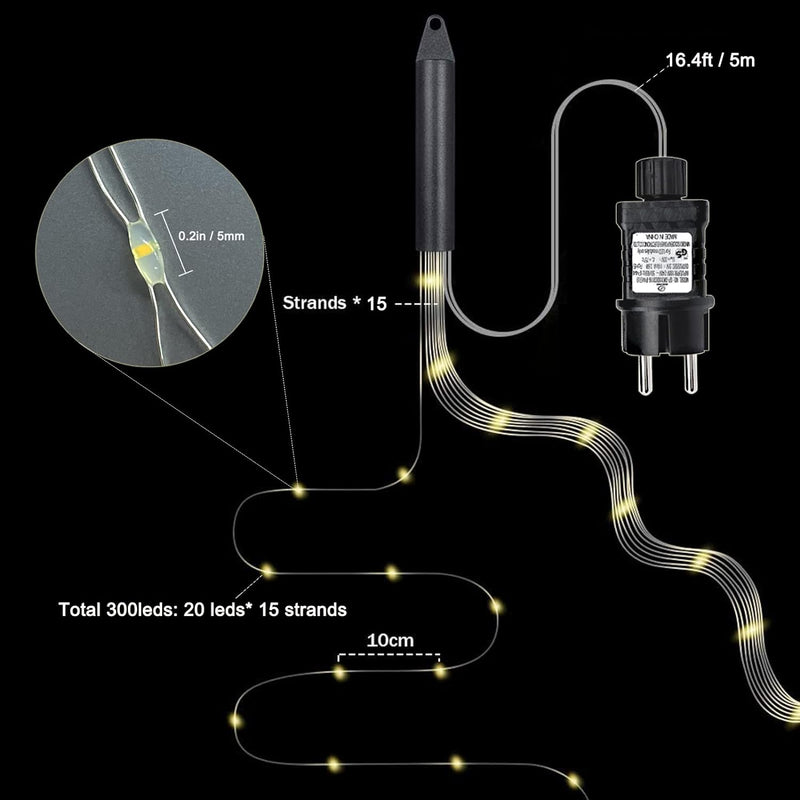 gresonic 100/200/300/400 Led Lichterbündel 1M/2M Silberdraht Mirco Lichterkette Strombetrieb Deko fü