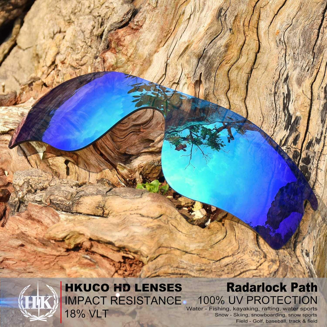 HKUCO For Oakley Radarlock Path Blue/Green Polarized Replacement Lenses And Green Earsocks Rubber Ki
