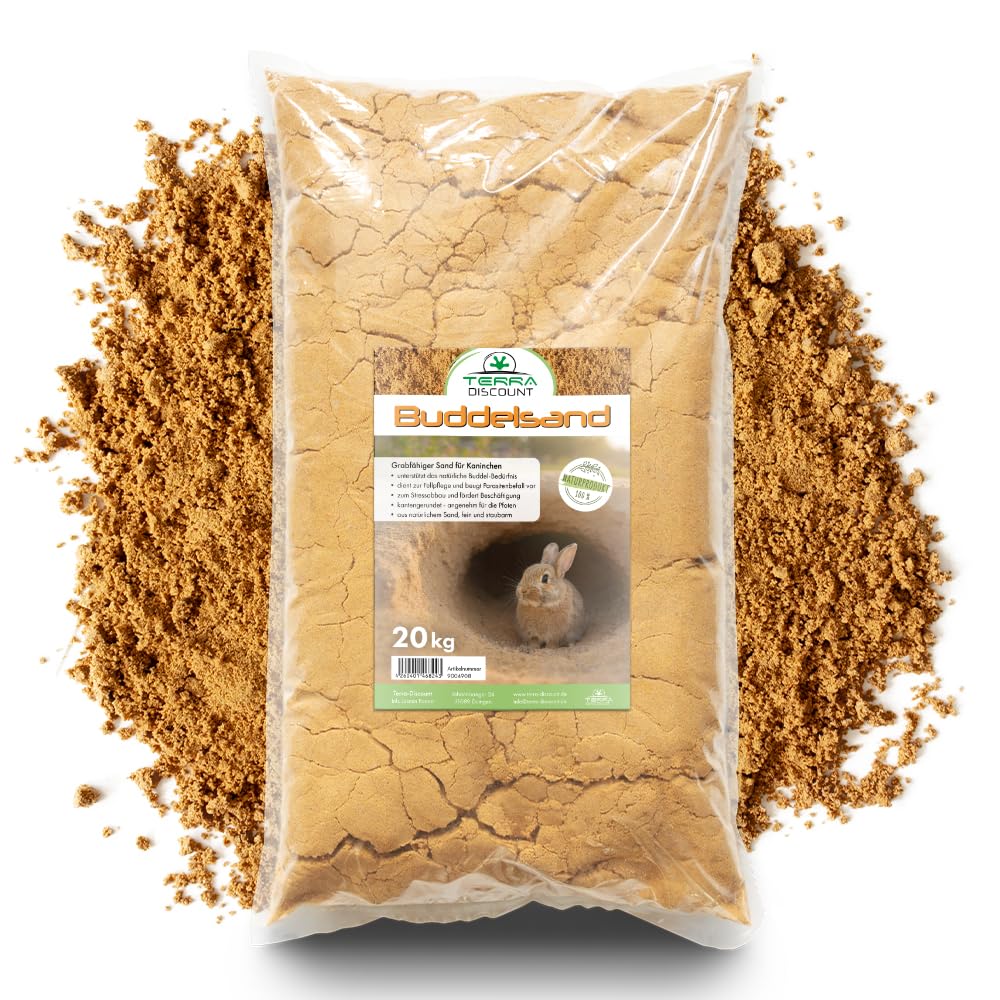 Terra Discount Buddelsand für Kaninchen 20 kg – grabfähiger Natursand für Buddelkiste &amp; Gehege – sta