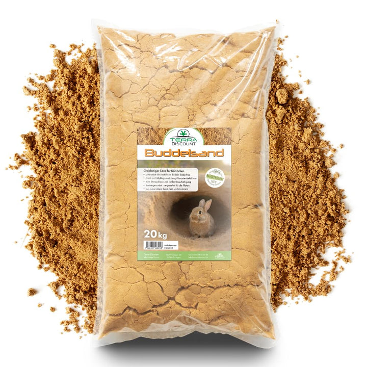 Terra Discount Buddelsand für Kaninchen 20 kg – grabfähiger Natursand für Buddelkiste &amp; Gehege – sta