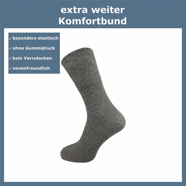 GAWILO 10 Paar PREMIUM Socken ohne drückende Naht | Damen & Herren | gekämmte Baumwolle | extra weit