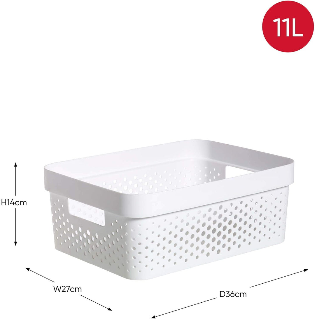 CURVER INFINITY RECYCLING Boxen mit Lochmuster 2x (11L+17L) und Deckel, weiss, Aufbewahrungsboxen, W