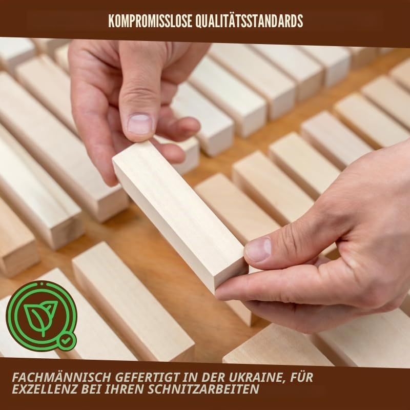 BeaverCraft BW12 Holzblöcke zum Schnitzen - Schnitzholz-Set aus Lindenholz – Linde Basswood zum Holz