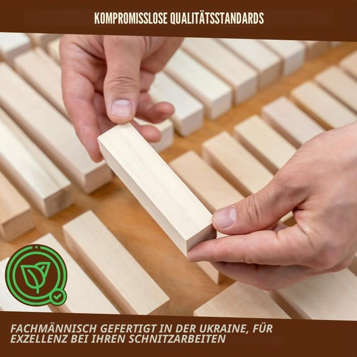 BeaverCraft BW12 Holzblöcke zum Schnitzen - Schnitzholz-Set aus Lindenholz – Linde Basswood zum Holz