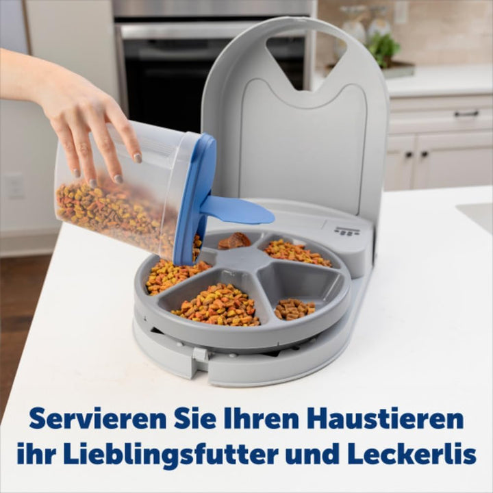 PetSafe Futterautomat für 5 Mahlzeiten, Zeitschaltuhr mit LCD Screen, Leichte Reinigung, 5 Futtersch