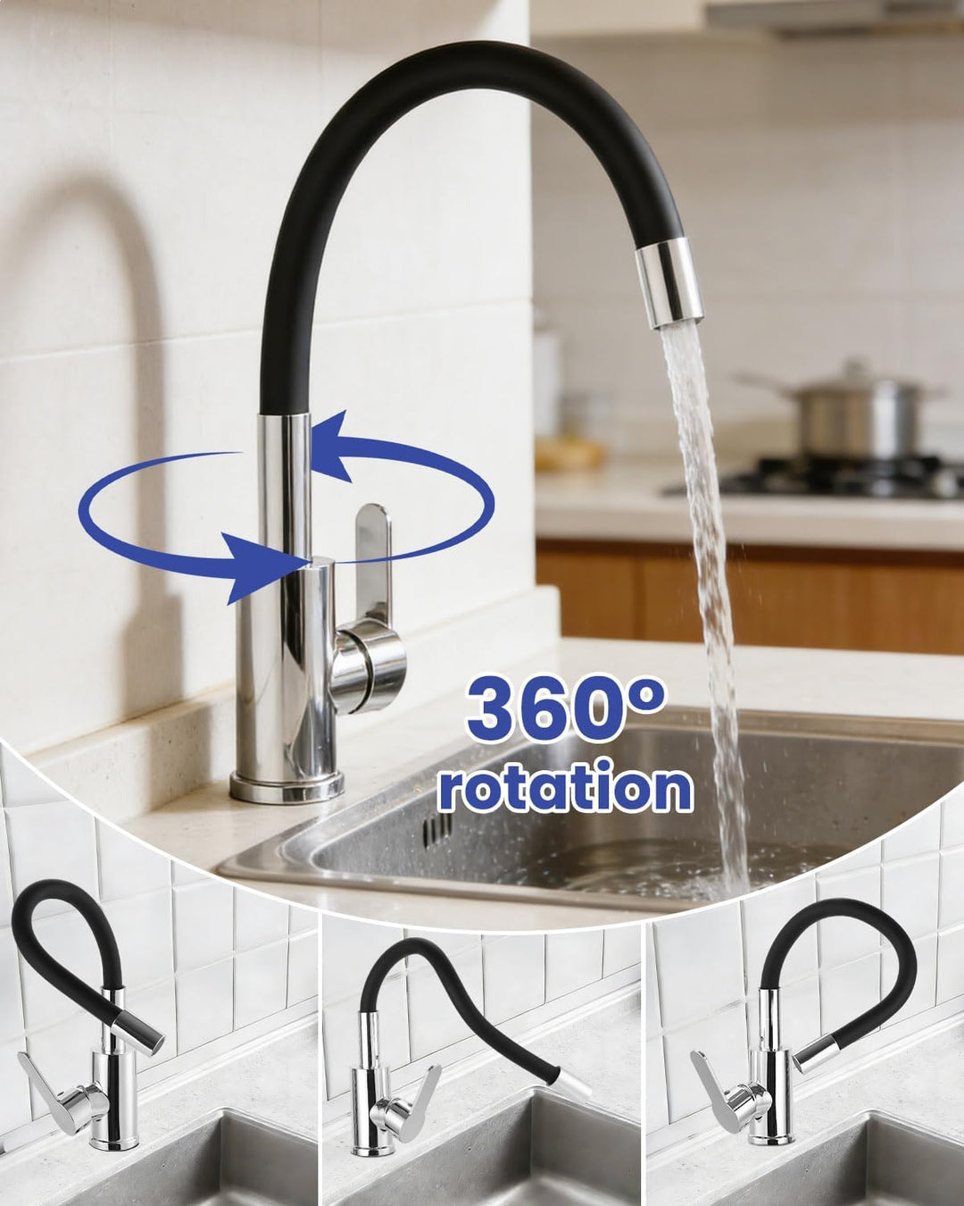 Flexible Spültischarmatur Wasserhahn Küche Flexibel Einhebel Spültischarmatur, Flexibler 360° Drehba