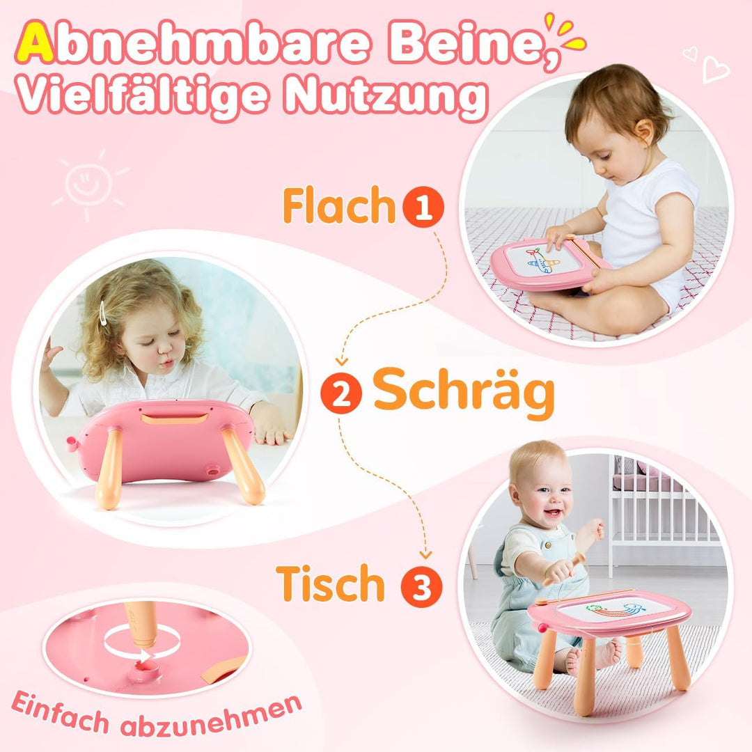 Maltafel Zaubertafel Spielzeug ab 1 jahr Mädchen, bunte Magnetische Zeichentafel mit 4 Beine, pädago