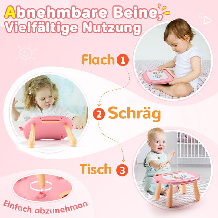 Maltafel Zaubertafel Spielzeug ab 1 jahr Mädchen, bunte Magnetische Zeichentafel mit 4 Beine, pädago