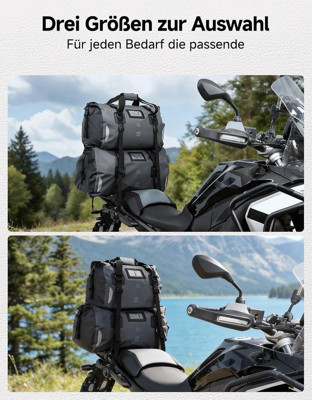 KEMIMOTO Motorrad Hecktasche 40L, IPX6 wasserdichte Motorradtasche Gepäckrolle mit Schnellverschluss