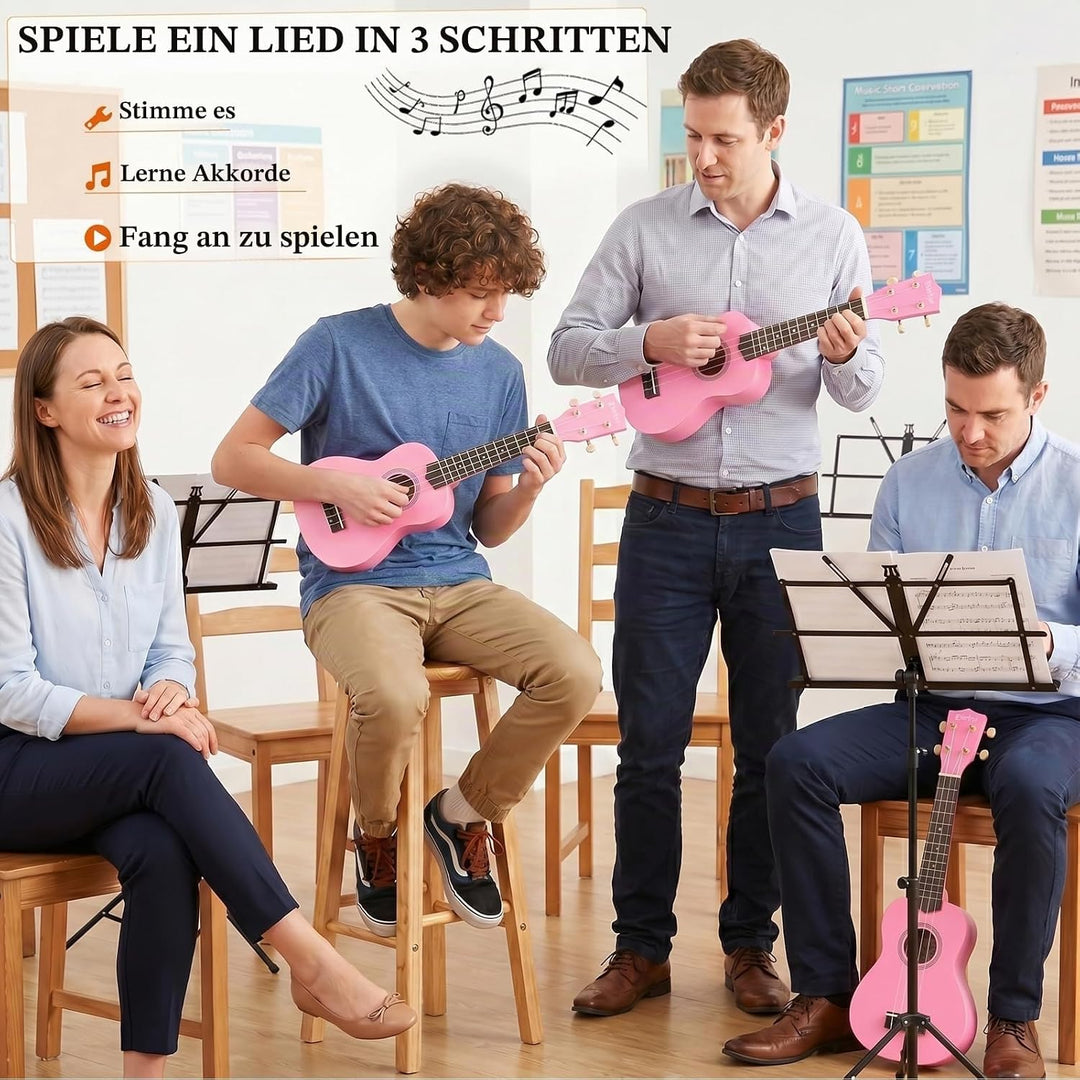 Everjoys Sopran Ukulele Set für Kinder und Erwachsene 21 Zoll Ukulele Starter Kit mit Tasche, Tuner,