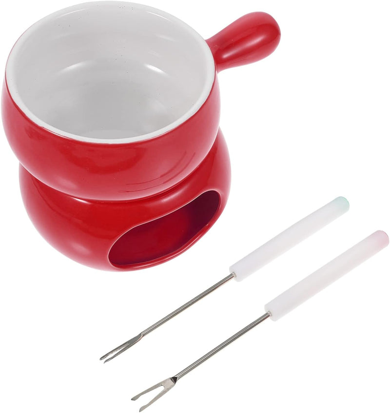 Cabilock Schokofondue 1 Satz Schokoladenfondue Set Porzellan K?sefondue Topf mit Kerzen Heizung Herd