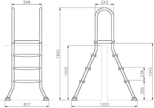 Original ASTRAL Edelstahl Leiter für 0,90-1,00 m Pool - 2X 3 Stufen - hochwertiges V2A