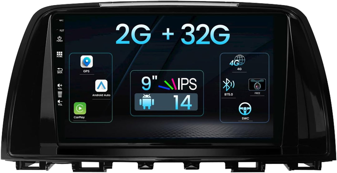 9 Zoll Android 12 Autoradio Für Mazda 6 GJ Atenza 2012-2017-[2G+32G]-Kostenlose Rückfahrkamera- Unte