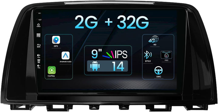 9 Zoll Android 12 Autoradio Für Mazda 6 GJ Atenza 2012-2017-[2G+32G]-Kostenlose Rückfahrkamera- Unte